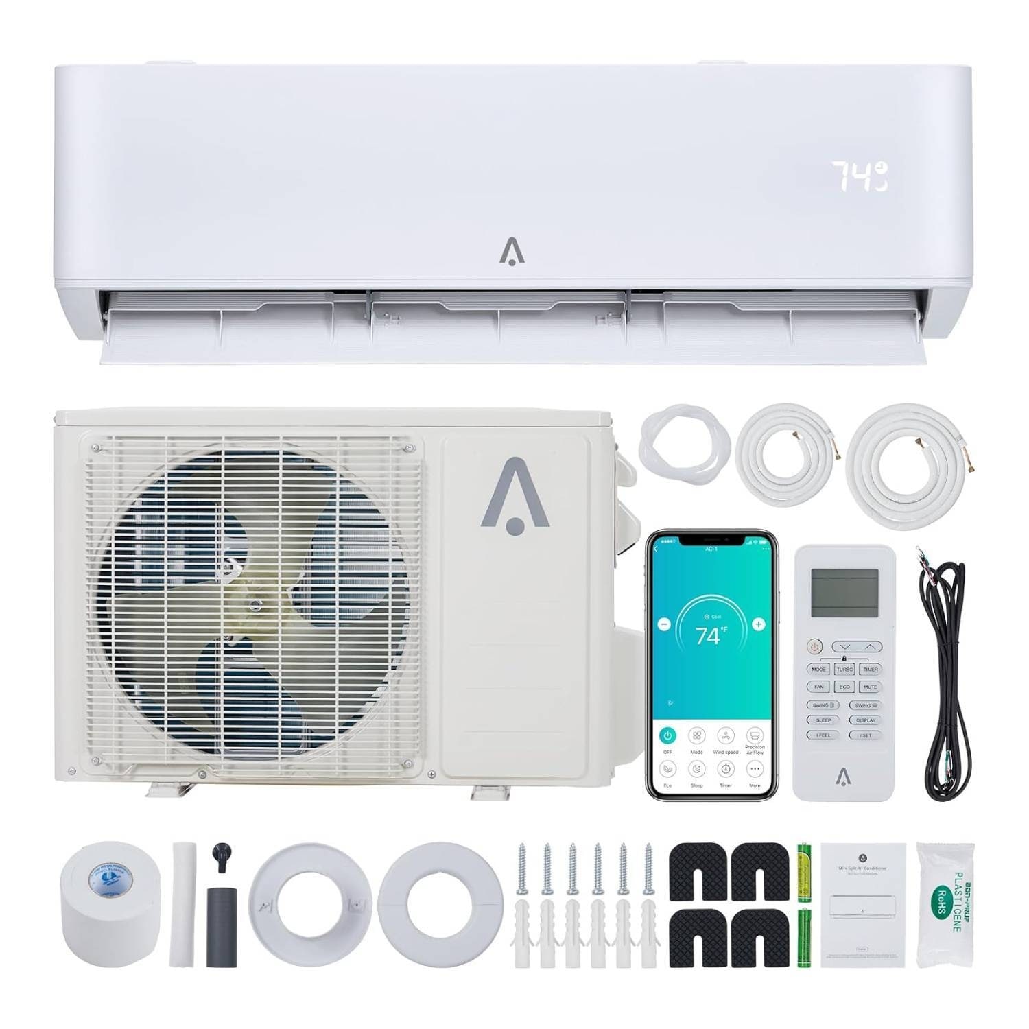 9,000 Btus Wall Mount Split Air Conditioner with Heating System - N/A