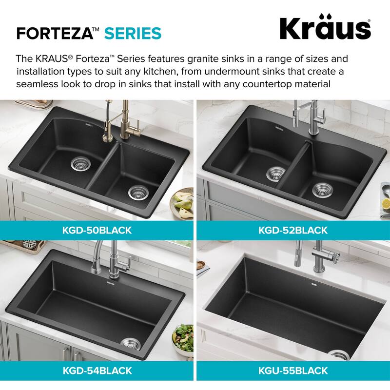 KRAUS Forteza Granite 32 inch 1-Bowl Undermount Kitchen Sink