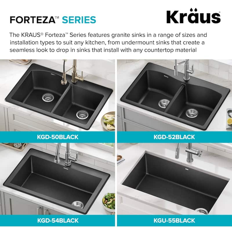 KRAUS Forteza Granite 33 inch Undermount Drop-in Kitchen Sink