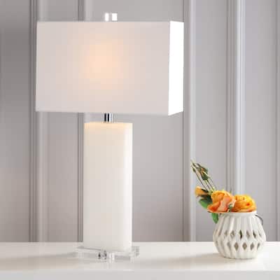 Hollis 27" Alabaster LED Table Lamp, White Alabaster by JONATHAN Y
