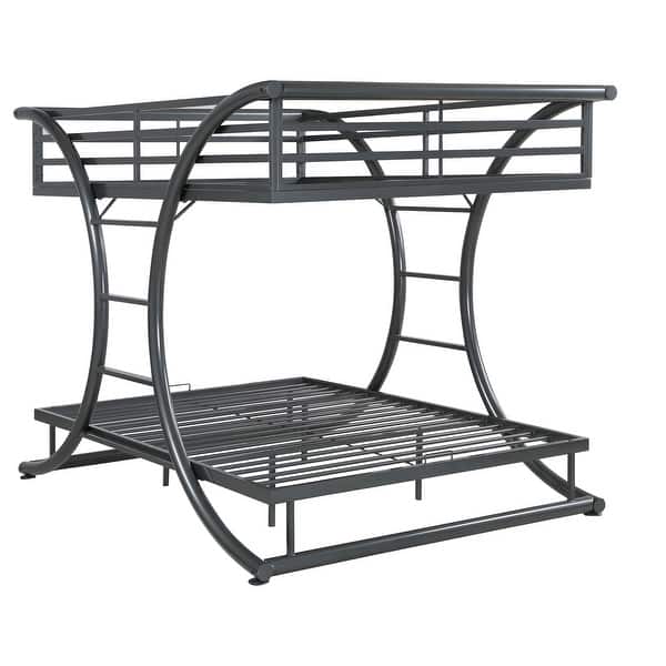 slide 2 of 14, Stephan Contemporary Gunmetal Metal Frame Bunk Bed Full Over Full