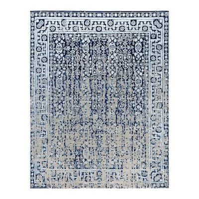 Ikat One-of-a-Kind Handmade Area Rug, Blue - 8' 0" x 10' 2"