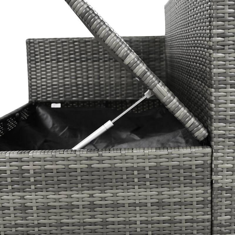 6-Piece Outdoor Wicker Patio Sofa Set with Table and Storage