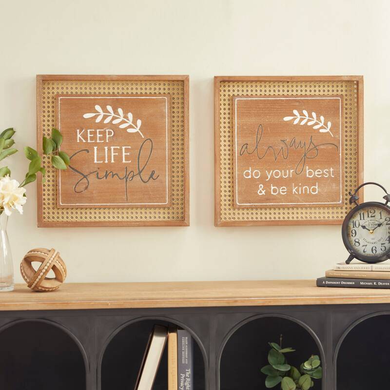 Brown Wood Farmhouse Wall decor (Set of 2)