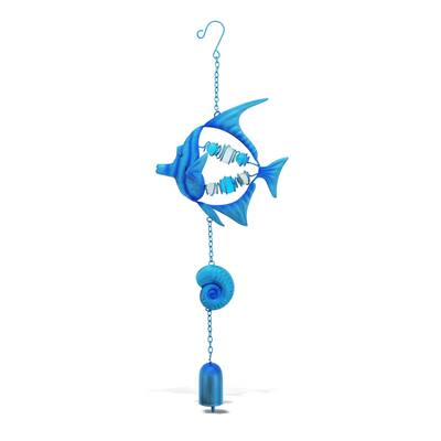 CoTa Global Blue Fish Sea Glass Hanging Wind Chime - 19.69 Inch