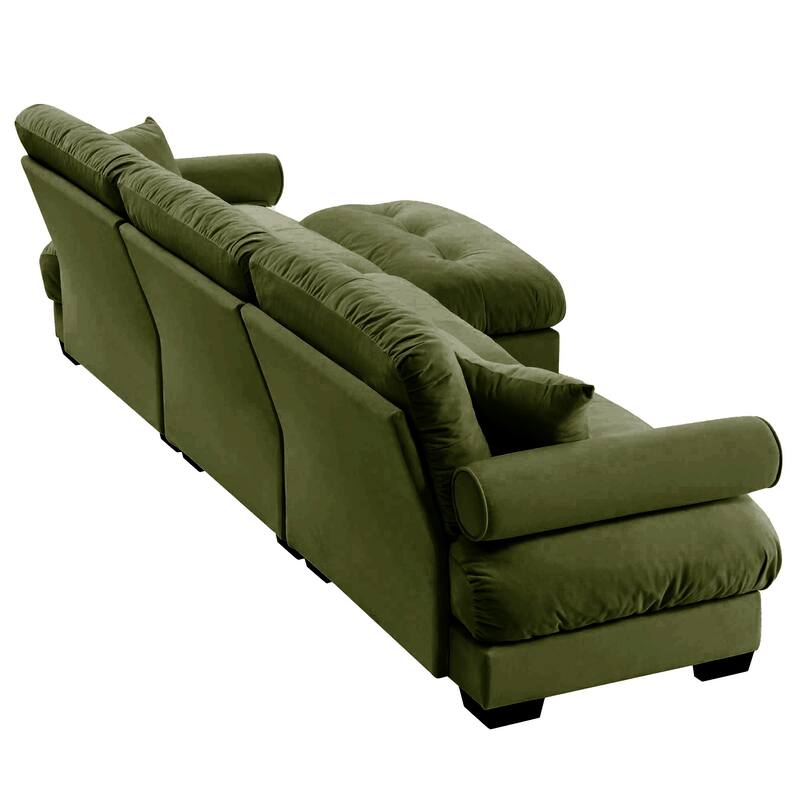 L-Shape 3 Deep Seat Modular Sofa Couch with 1 Movable Ottomans
