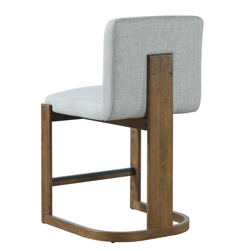 Christopher Knight Home - Modern Linen Upholstered Counter Height Bar Stools with Solid Wood Legs & Square Backrest, Set of 2