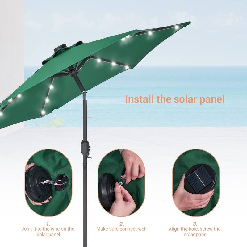 LIVOOSUN Patio 7.5 Feet Market Solar LED Light Umbrella