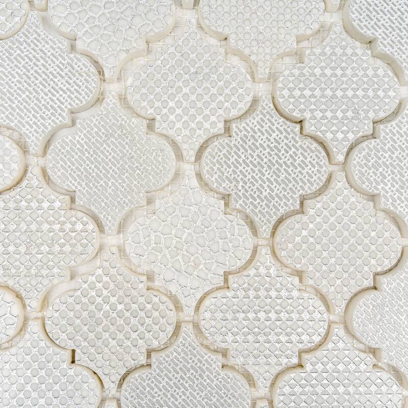 Artisana 12x12 in Textured, Foiled Resin Arabesque Lantern Mosaic Wall Tile (5 sq ft/case, 5-Pack)