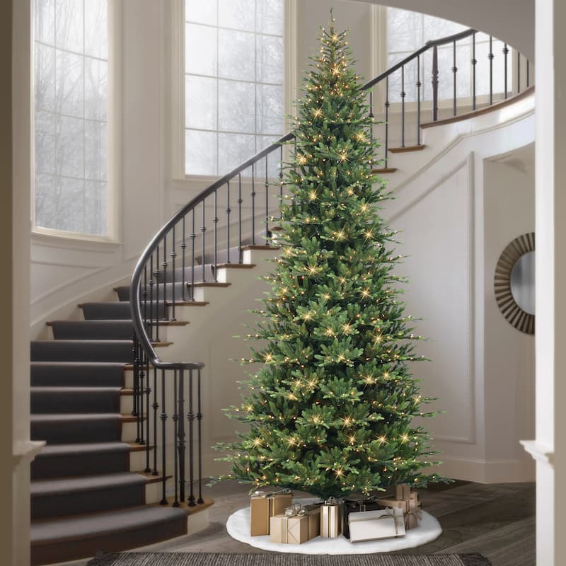 Puleo International 12 ft. Pre-Lit Slim Balsam Artificial Fir Tree