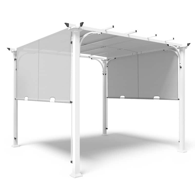 EAGLE PEAK 10x10 Outdoor Pergola Canopy, Metal Sunshelter for Backyard, Deck, Poolside and Garden, Gray