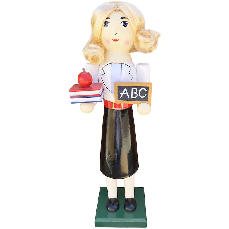 14 inch Teacher Nutcracker - white
