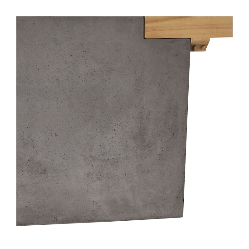 Ezra 67-inch Indoor-Outdoor Concrete and Teak Planter Bench - N/A
