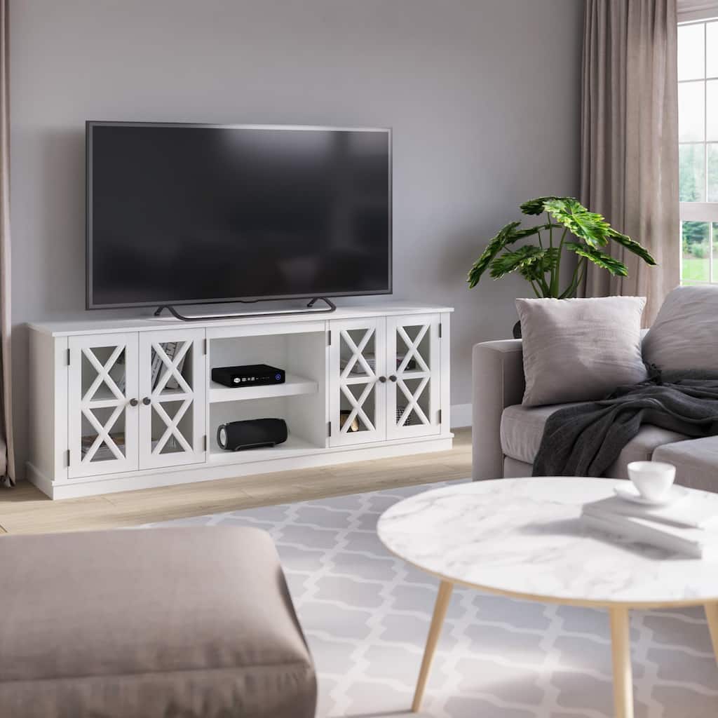Modern Farmhouse TV Stand for TVs up to 80" - White