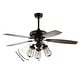 preview thumbnail 5 of 13, JONATHAN Y Zara 52" Caged 3-Light Metal/Wood LED Ceiling Fan, Black