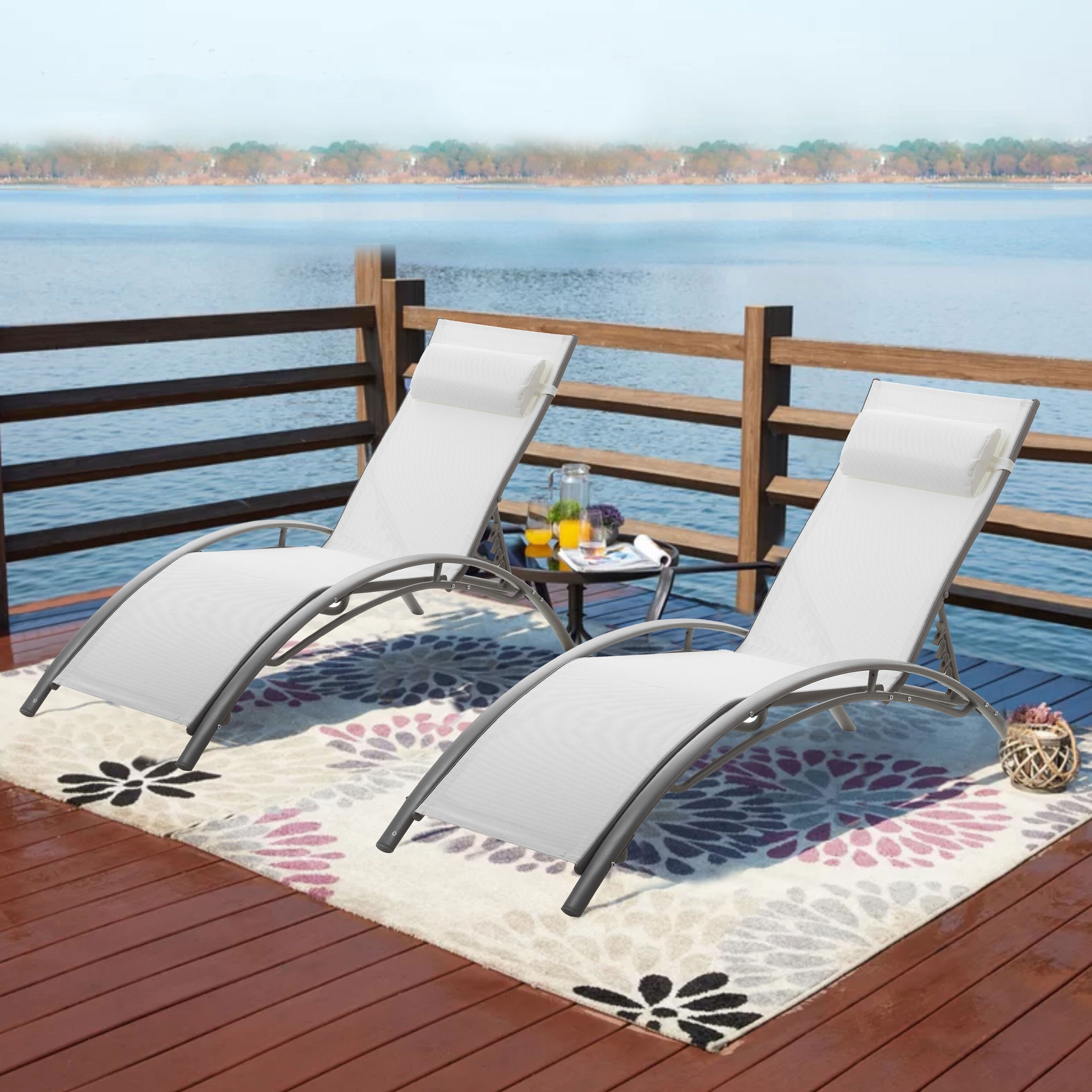 White aluminum chaise lounge deals