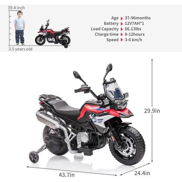 dimension image slide 1 of 3, 12V 7AH Kids Motorcycle, Ride on Motorcycle for Toddlers Licensed BMW