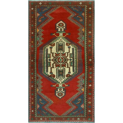 Fine Vintage Distressed Vicky Red/Ivory Runner - 3'1" x 6'1"