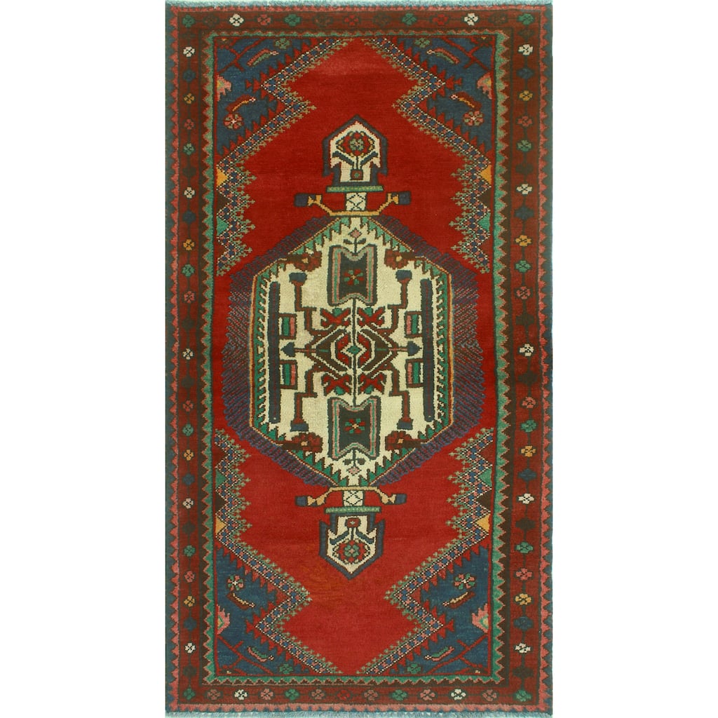 Fine Vintage Distressed Vicky Red/Ivory Runner - 3'1" x 6'1"