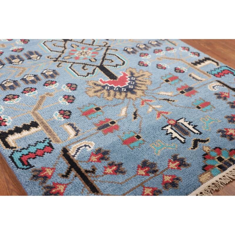 Light Blue Ziegler Foyer Rug Hand-Knotted Wool Carpet - 3'0"x 5'0"