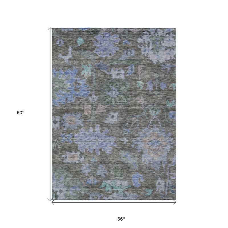 HomeRoots Floral Traditional Rectangle Outdoor Rug