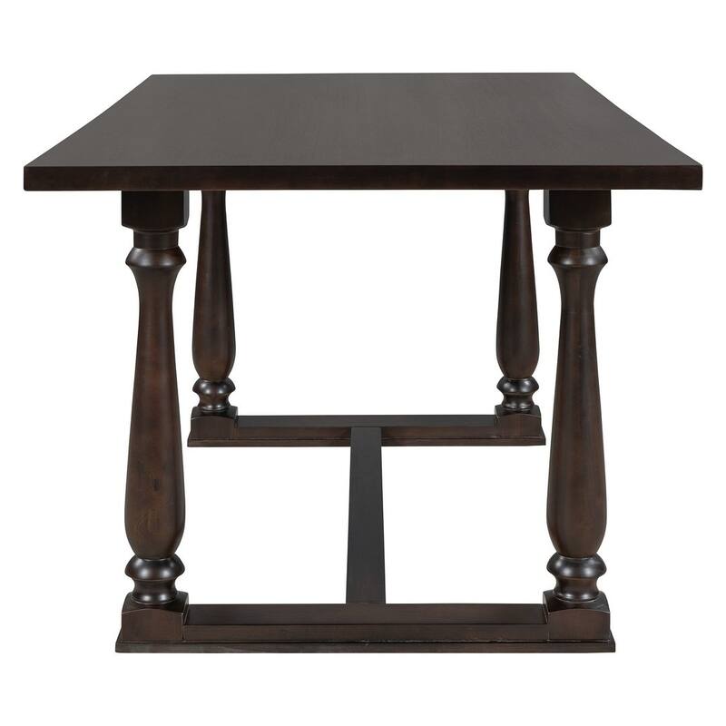 6 PCS Dining Table and Chair Set for 6-Foam-covered Seat Backs & Cushions