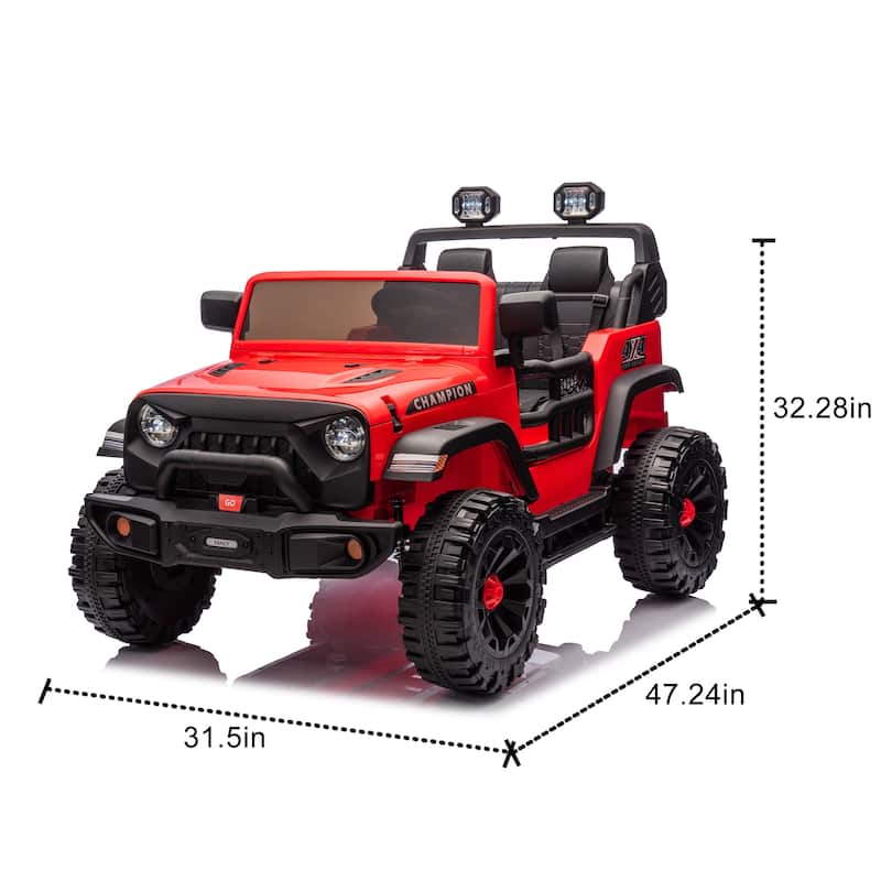 24V 2-Seater Kids Electric Car with 400W Motor, Remote Control, 4-Wheel Suspension, Bluetooth Music, USB/MP3 & LED Searchlights