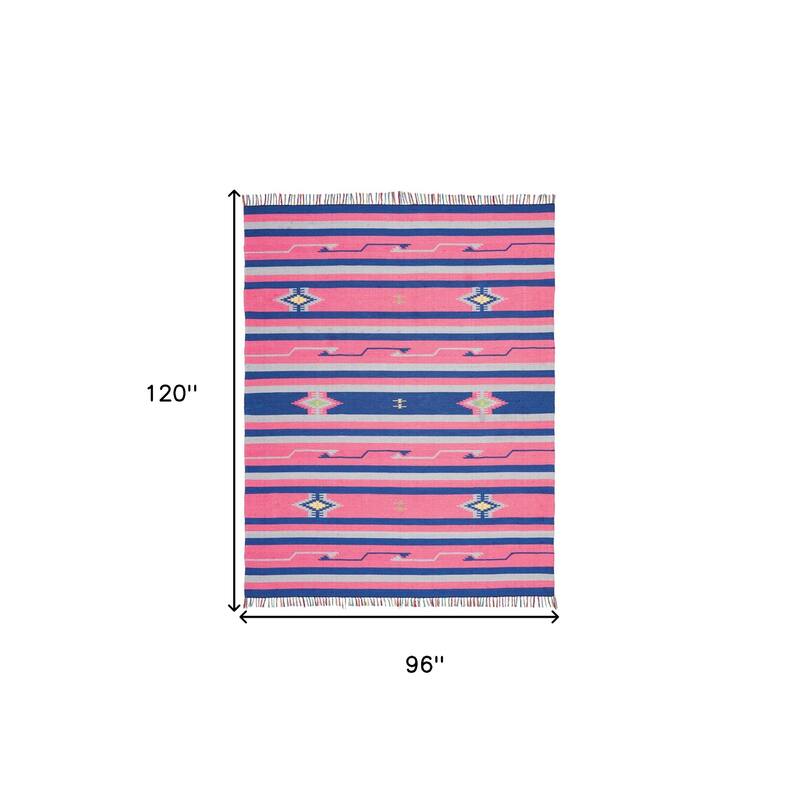 Funu Southwestern Woven Low Pile with Fringe Area Rug By HomeRoots - 120' X '96' X '0.25