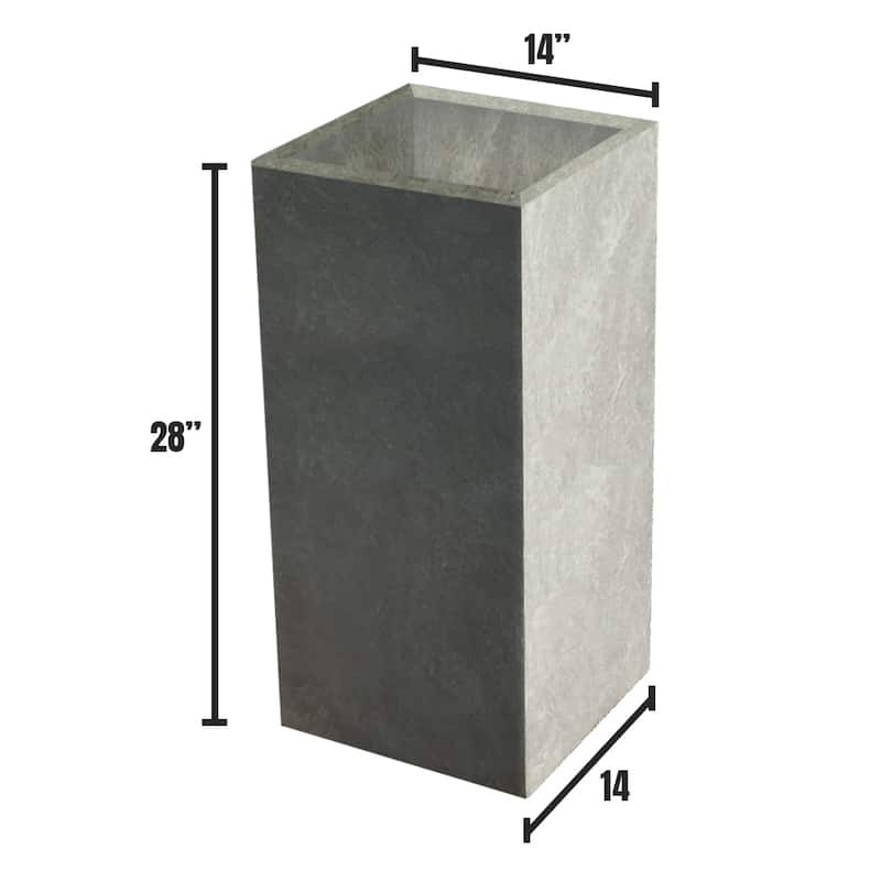 Durx-litecrete Lightweight Concrete Cement Color Tall Planter-Large - 13.8'x13.8'x27.8'