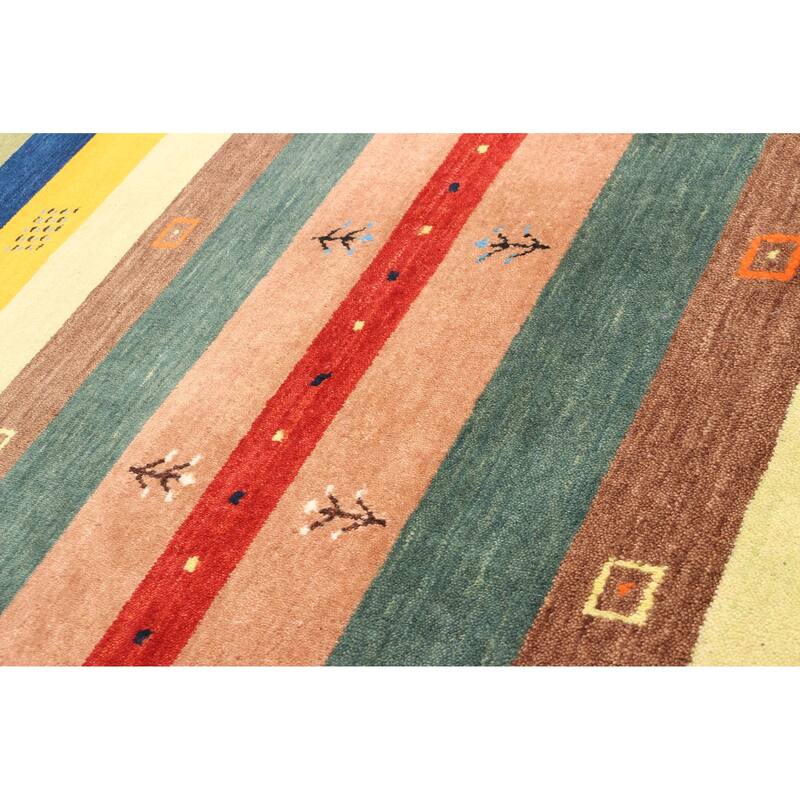 ECARPETGALLERY Hand Loomed Kashkuli Gabbeh Multi Color Wool Rug - 3'11 x 5'7