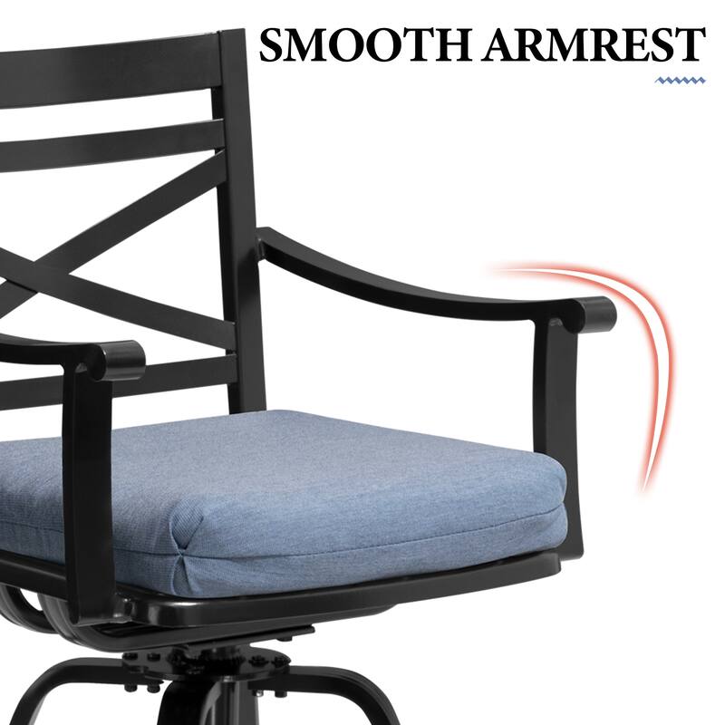 All-Weather Patio Outdoor Indoor Aluminum Swivel Bar Stools with Sunbrella Cushion