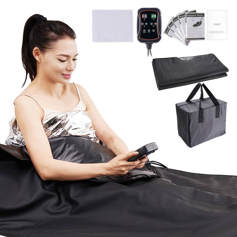 Sauna Blanket for Detoxification Therapy Stones & Carbon Fiber Heating - 71*75inch PU without arm hole