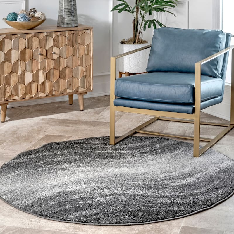 Nuloom Julene Abstract Waves Area Rug - 4' Round - Charcoal - Round