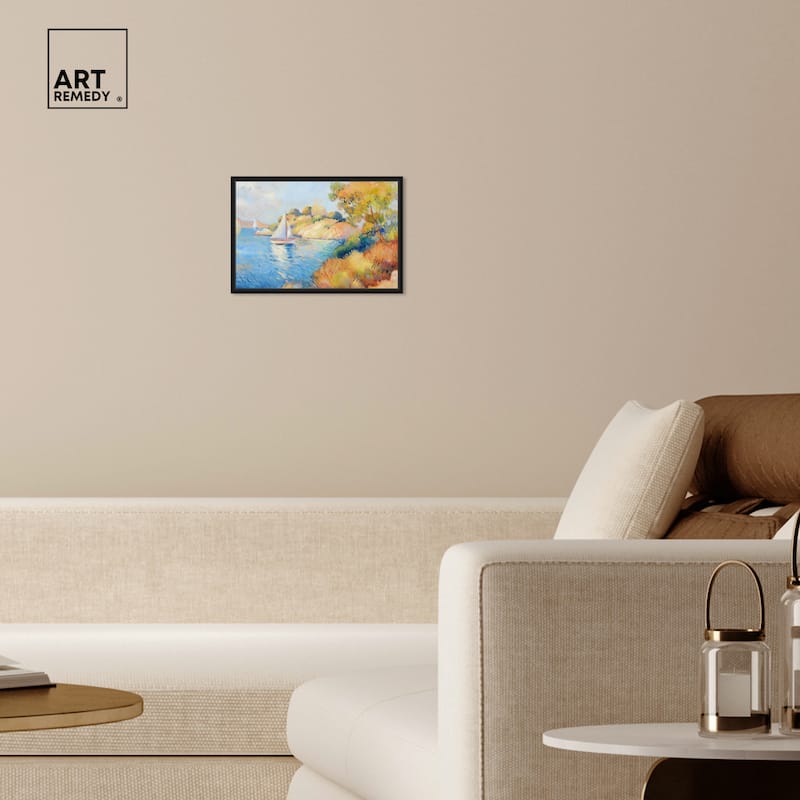 Art Remedy Sail Off In The Morning Framed Impressionism 1 Piece Canvas Wall Art /Monet And Van Gogh Inspired Art