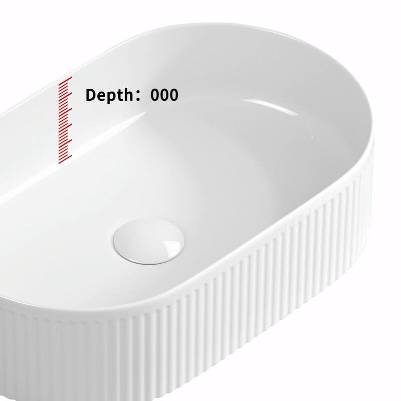 Oval Bathroom Sink Above Counter - 19″ x 12″ White Porcelain Vessel Sink, Modern Vanity Bowl Sink