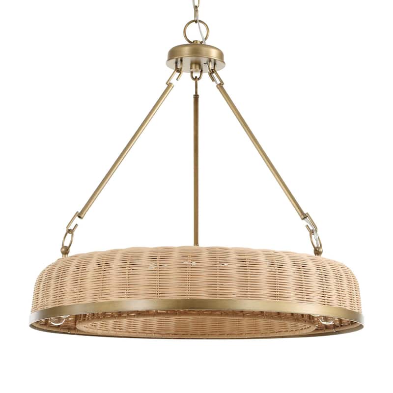 Uttermost Ladakh 9 Light Round Wicker Pendant - 28"W x 28"D x 27"H