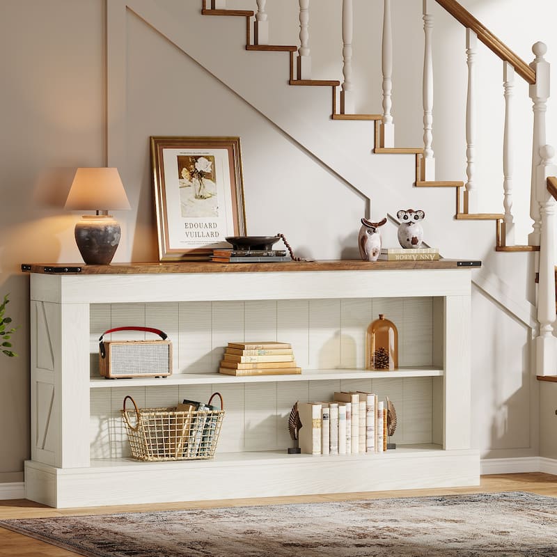 63-Inch Long Console Table with Shelf, 3 Tier Modern Entryway Table