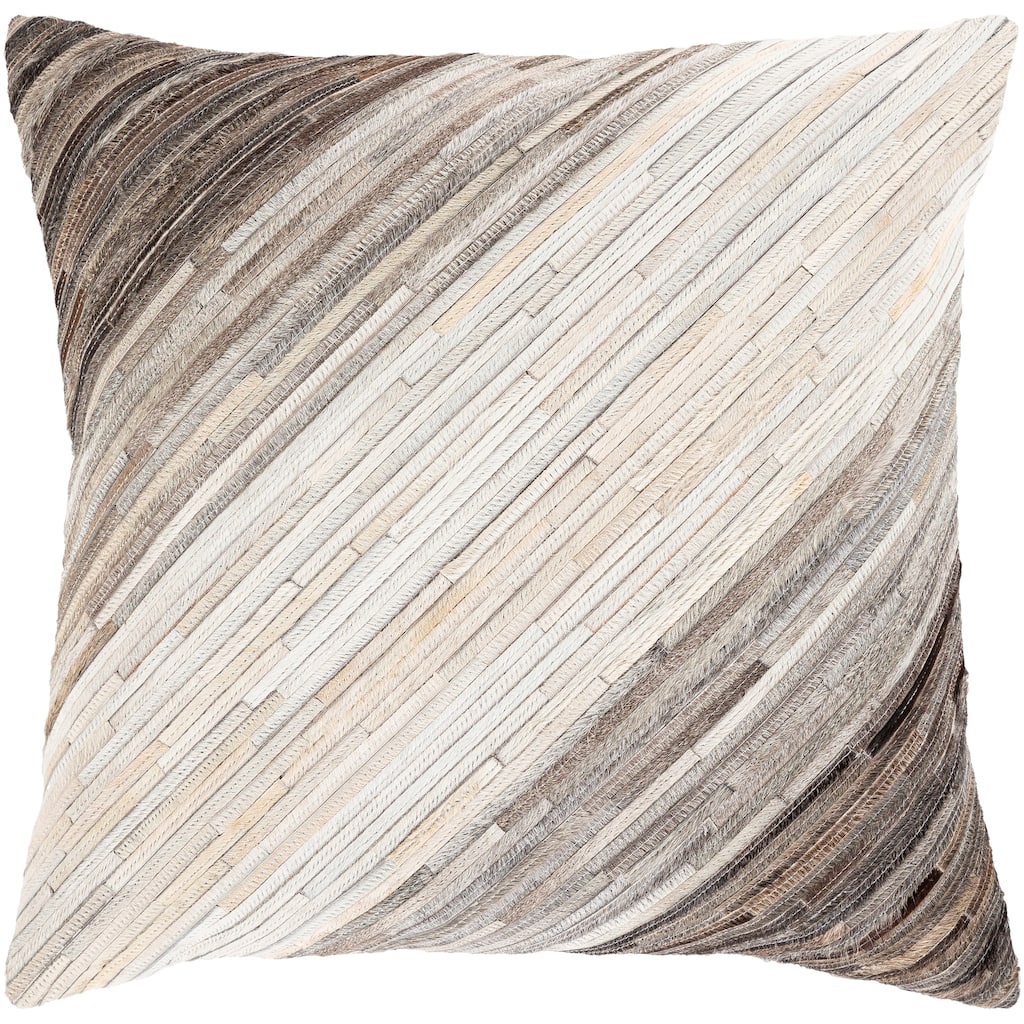 Alison Diagonal Striped Hair on Hide Throw PIllow