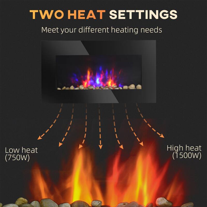 Electric Wall-Mounted Fireplace with Flame Effect