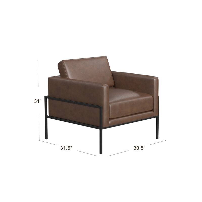 Fiam Accent Armchair, Dark Brown Faux Leather, Modern Black Legs