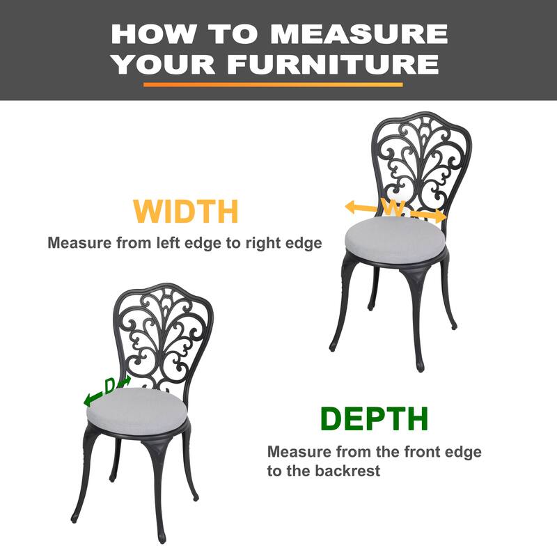 Outdoor 2-Pack 15'' x 1.4'' Gray Round Chair Seat Cushions with Straps