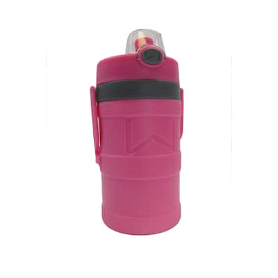 Wellness Foam Insulated Water Bottle with Carry Handle and Hook 64 oz. - Pink - 64 Oz.