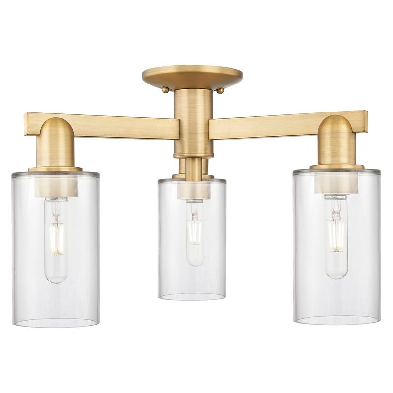 Innovations Lighting Endless Possibilities Arcadia - Clymer - 3 Light 21" Semi-Flush Mount - Clear/Brushed Brass