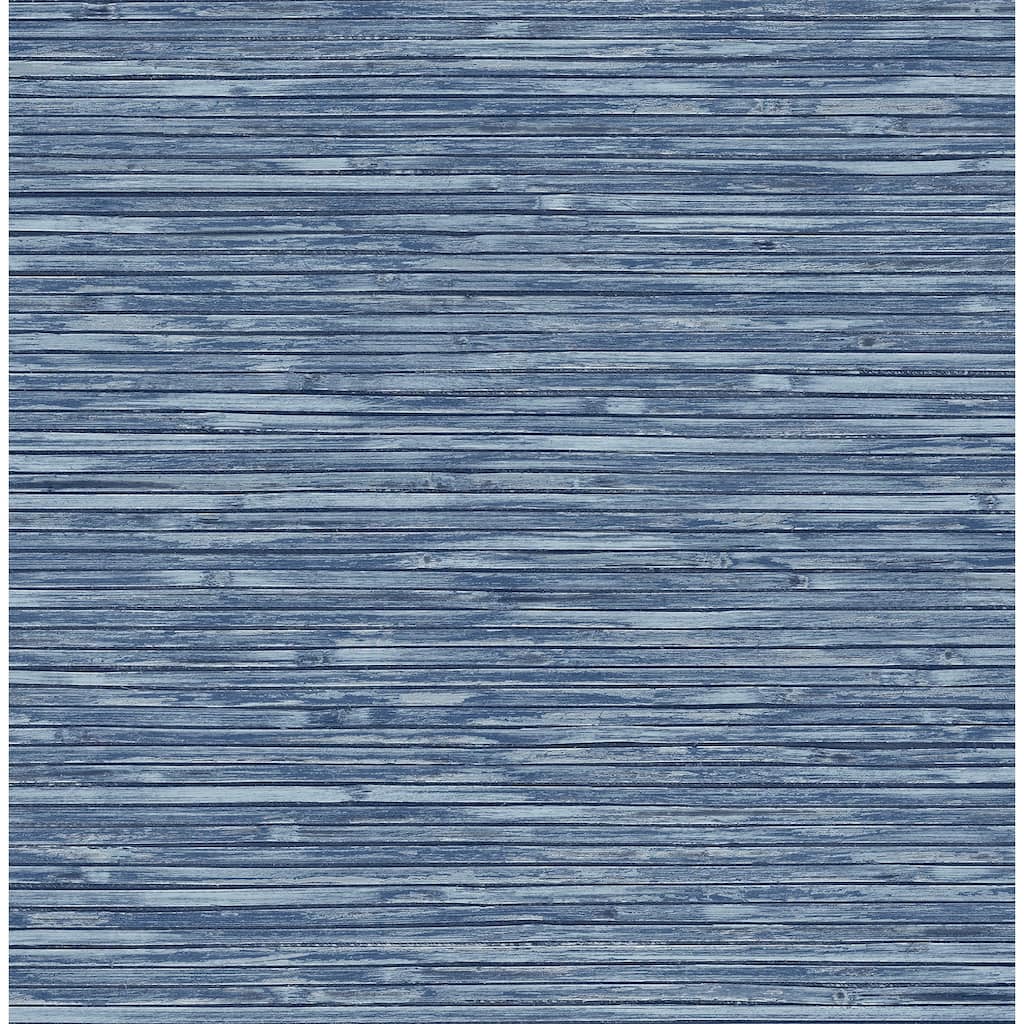 A-Street Prints Bellport Denim Wooden Slat Wallpaper