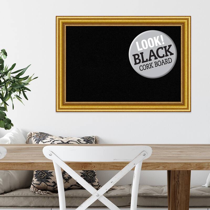 Framed Black Cork Board, Townhouse Gold