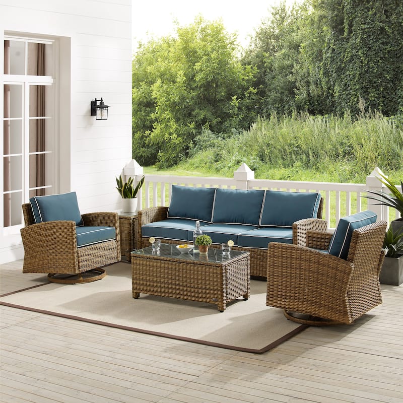 Crosley Bradenton 5Pc Swivel Rocker And Sofa Set - Navy
