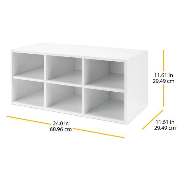 Whitmor 6-Section Wood Stackable Cube Organizer - 24-Inch Wide - White ...