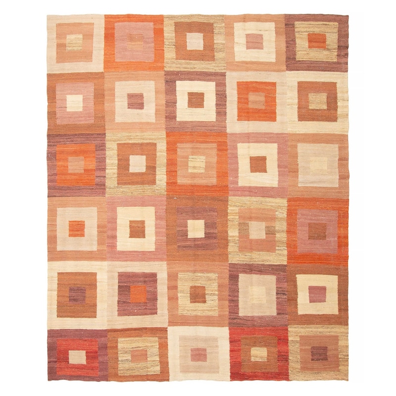 ECARPETGALLERY Flat-Weave Ankara Cream Wool Kilim - 6'9 x 8'3 - Cream - 6'9 x 8'3