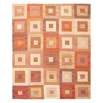 ECARPETGALLERY Flat-Weave Ankara Cream Wool Kilim - 6'9 x 8'3