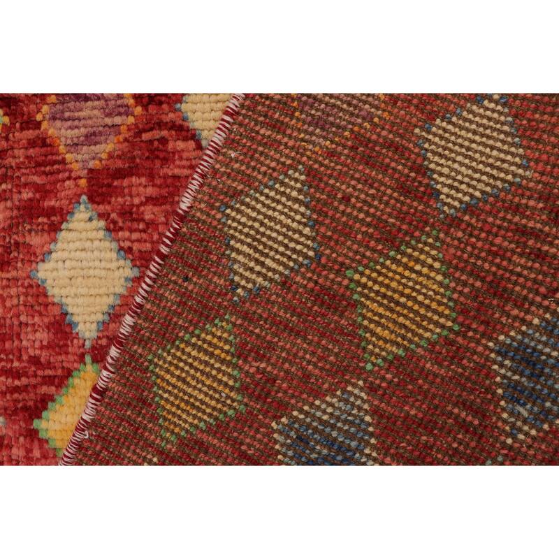 Shabby Chic Balochi Pruitt Red/Blue Hand Knotted Wool Rug - 3'3'' x 5'0''